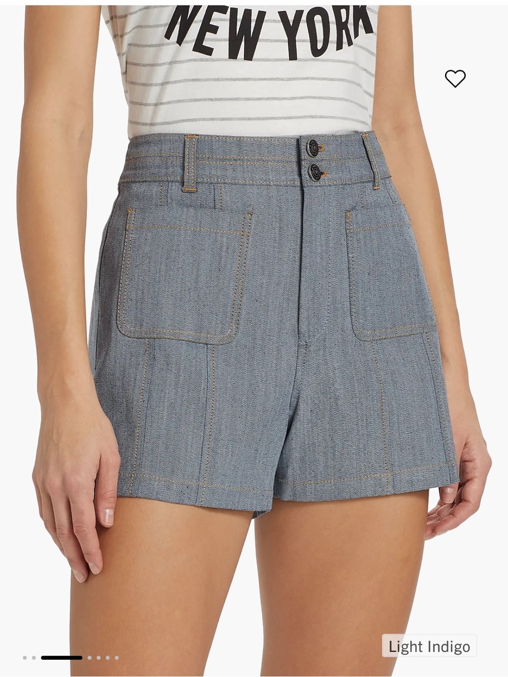 NWT Cinq a sept Light Indigo High-Rise Pocket Shorts. Size 16